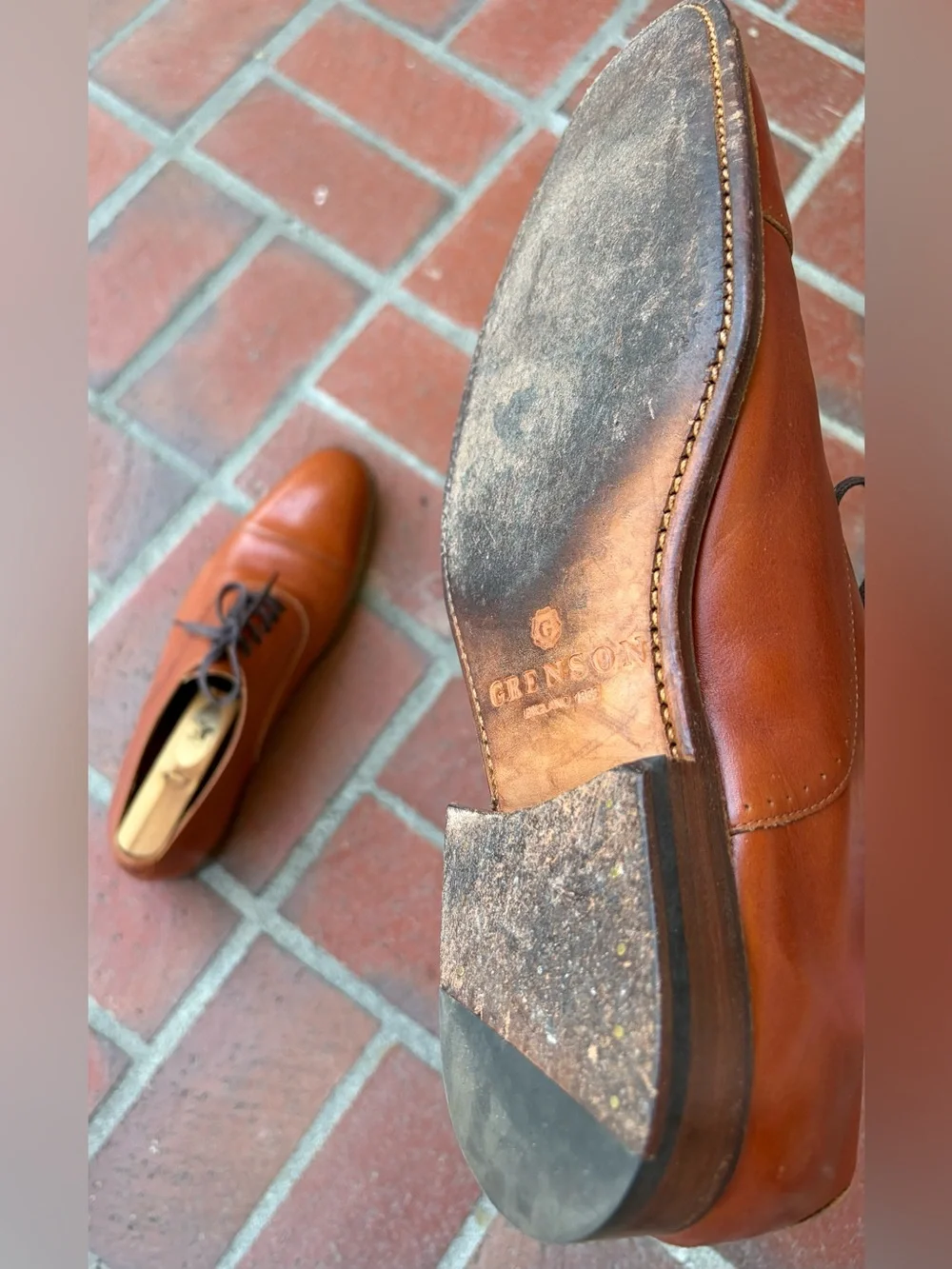 Grenson England Cognac Oxford Cap Toe UK8F/US9